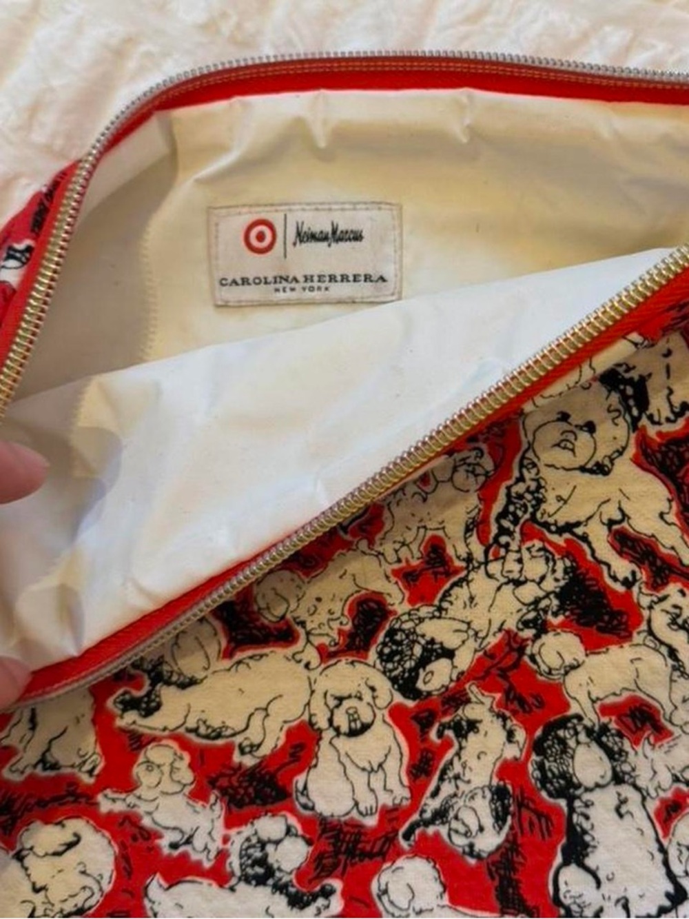 Red Poodle-Print Tablet Sleeve with Zip Closure - Picture 2 of 4
